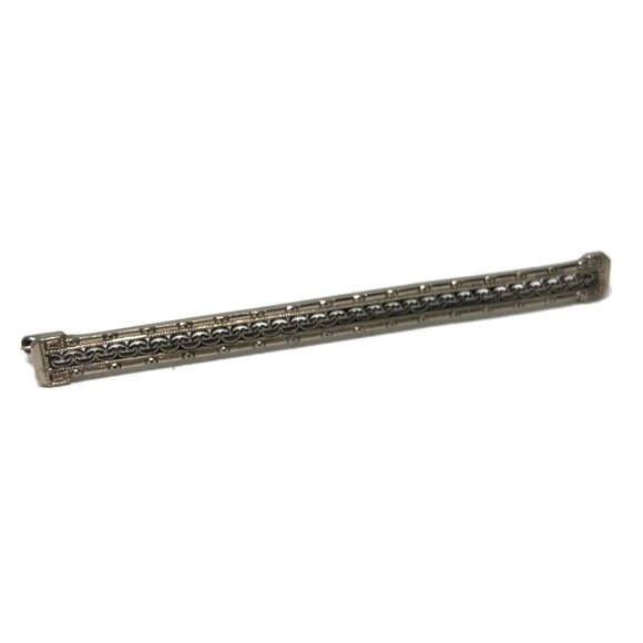 Victorian Antique Bar Pin Filigree Openwork Design, Old Silver Tone Bar Brooch - Picture 1 of 7
